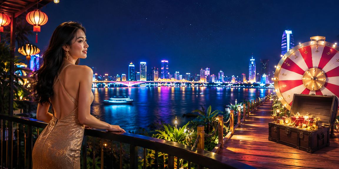 Không gian chơi roulette tại lễ hội Đà Nẵng với đèn lồng rực rỡ